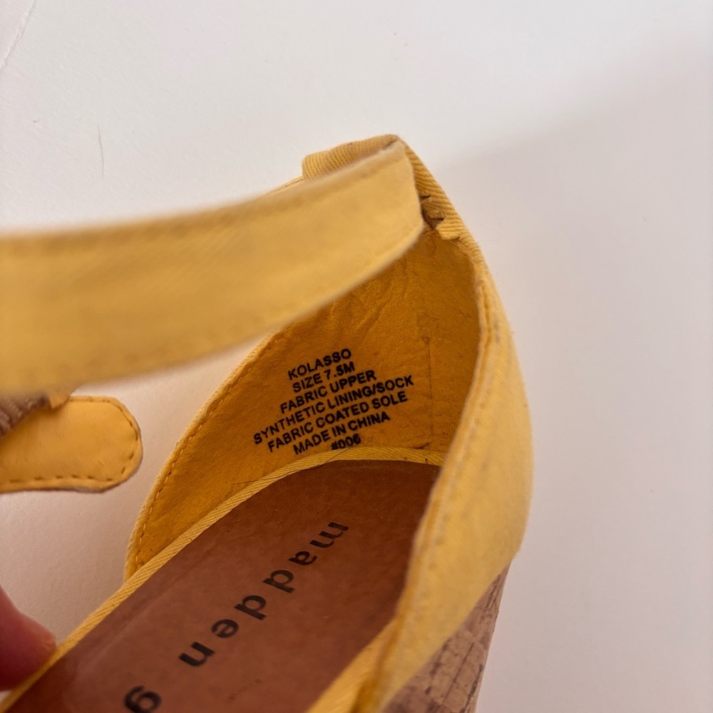 Madden Girl Yellow Floral Wedge Sandals Kolasso Womens Size 7.5 M Cork Platform - Picture 5 of 6